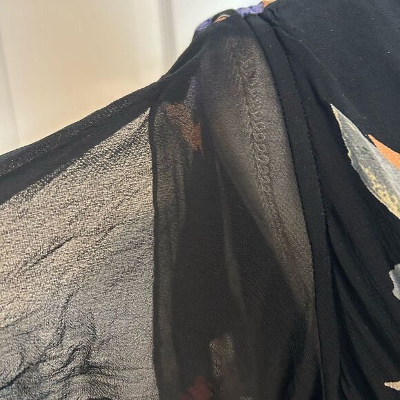 Vintage Rayon Beaded Floral Y2K Forest Fairy Cowl Neck Maxi Gown By Eva Blue 24 - Picture 8 of 12